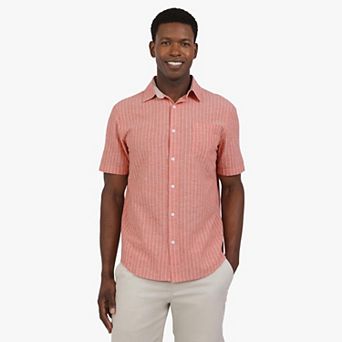Men's Chaps Short Sleeve Linen Blend Button Down Shirt