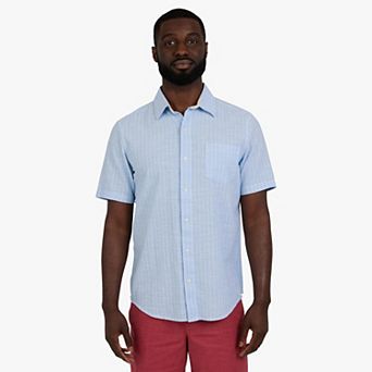 Men's Chaps Short Sleeve Linen Blend Button Down Shirt