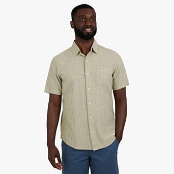 Men's Chaps Short Sleeve Linen Blend Button Down Shirt