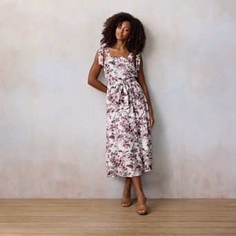 Petite LC Lauren Conrad Tie Strap Tea Length Dress