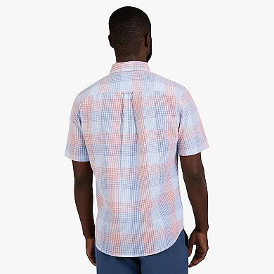 Men's Chaps Textured Plaid Short Sleeve Button-Down Shirt