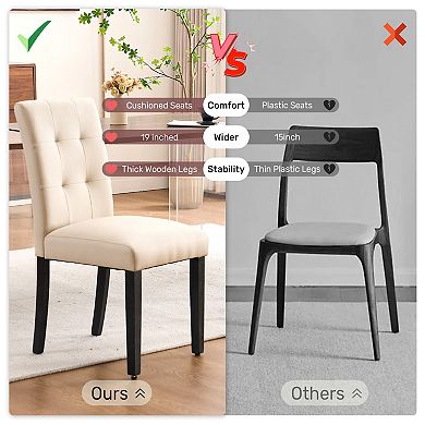 Unikome Set of 2 Faux Leather Dining Chairs - Elegant & Comfortable Seating