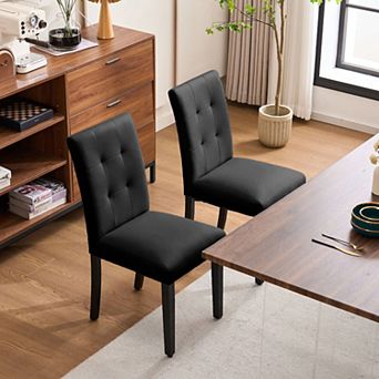 Unikome Set of 2 Faux Leather Dining Chairs - Elegant & Comfortable Seating