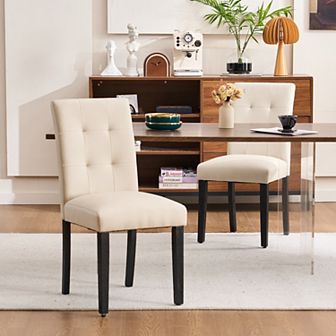 Unikome Set of 2 Faux Leather Dining Chairs - Elegant & Comfortable Seating
