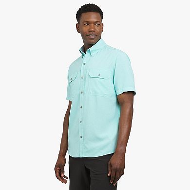 Men's Chaps Short Sleeve Performance Chambray Button Down Shirt
