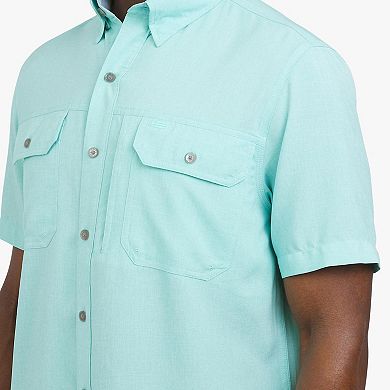 Men's Chaps Short Sleeve Performance Chambray Button Down Shirt