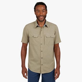 Men's Chaps Short Sleeve Performance Chambray Button Down Shirt