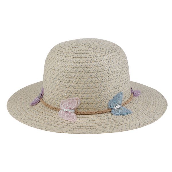 Girls Elli by Capelli Floppy Hat with Butterfly Trim - Multi