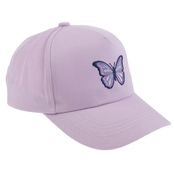 Girls Elli by Capelli Embroidered Butterfly Baseball Hat - Lilac