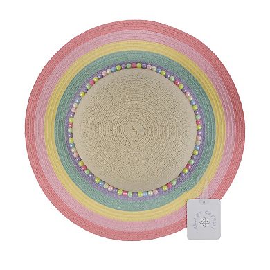 Girls Elli by Capelli Striped Floppy Hat with Beaded Trim