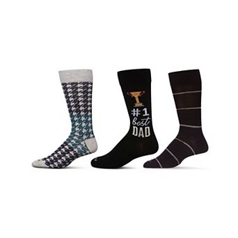 Men's 3 Pair Pack Novelty Best Dad Crew Socks