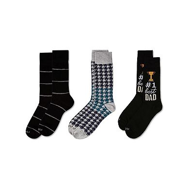 Men's 3 Pair Pack Novelty Best Dad Crew Socks