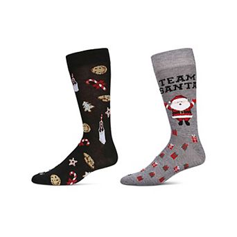 Men's 2 Pair Pack Novelty Christmas Holiday Crew Socks