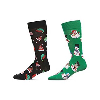 Men's 2 Pair Pack Novelty Christmas Holiday Crew Socks