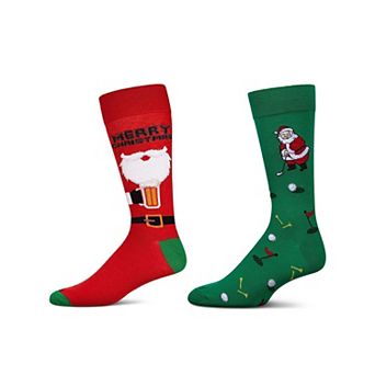 Men's 2 Pair Pack Novelty Christmas Holiday Crew Socks