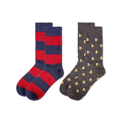 Men's 2 Pair Pack Cashmere Novelty Crew Socks