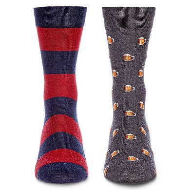 Men's 2 Pair Pack Cashmere Novelty Crew Socks