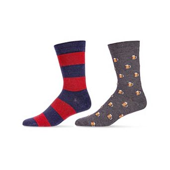 Men's 2 Pair Pack Cashmere Novelty Crew Socks
