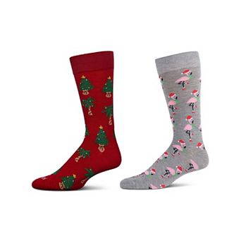 Men's 2 Pair Pack Novelty Christmas Animal Crew Socks