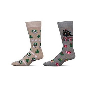 Men's 2 Pair Pack Novelty Christmas Animal Crew Socks