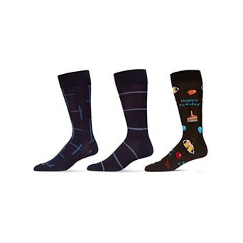 Men's 3 Pair Pack Novelty Happy Birthday Crew Socks