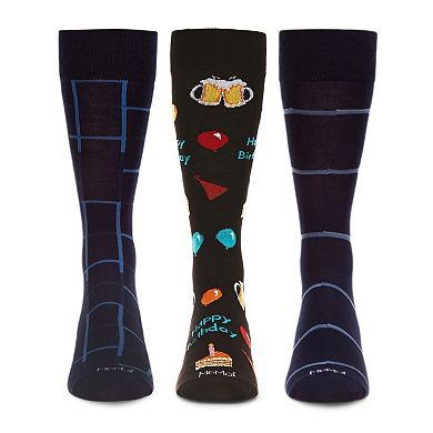 Men's 3 Pair Pack Novelty Happy Birthday Crew Socks