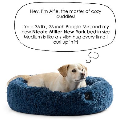 Nicole Miller New York Pet Ellie Fuzzy Solid Donut Pet Bed