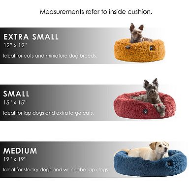Nicole Miller New York Pet Ellie Fuzzy Solid Donut Pet Bed
