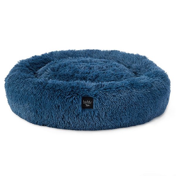 Nicole Miller New York Pet Ellie Fuzzy Solid Donut Pet Bed - Blue (M)