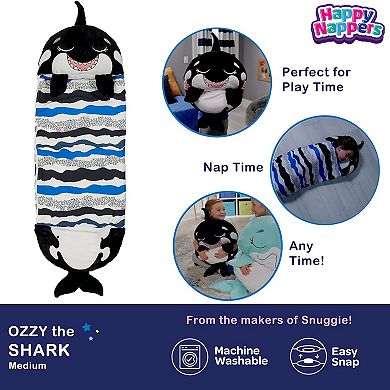 Jay@Play Happy Nappers: Medium 2-in-1 Pillow & Sleepy Sack - Ozzy The Black Shark