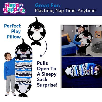 Jay@Play Happy Nappers: Medium 2-in-1 Pillow & Sleepy Sack - Ozzy The Black Shark