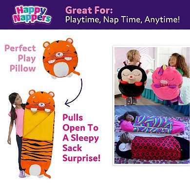 Jay@Play Happy Nappers: Medium 2-in-1 Pillow & Sleepy Sack - Tiger Tobi