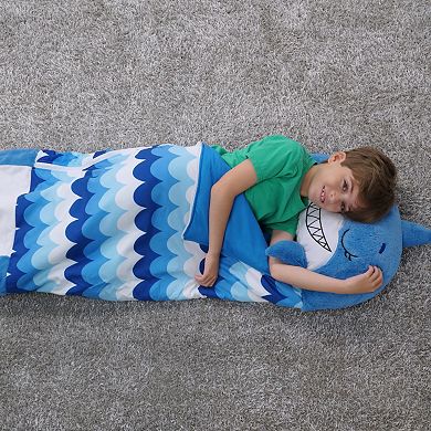 Jay@Play Happy Nappers Medium Blue Shark Pillow & Sleepy Sack