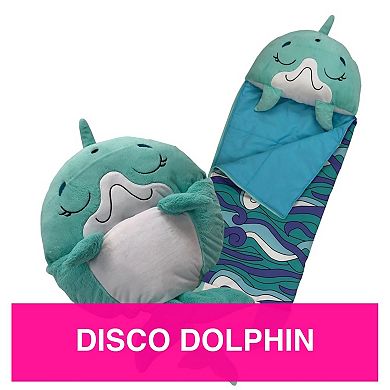 Jay@Play Happy Nappers: Large 2-in-1 Pillow & Sleepy Sack - Dolphin Disco