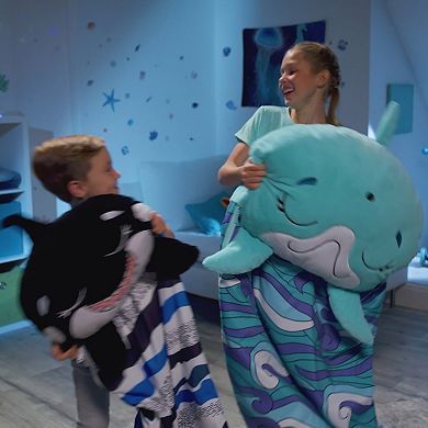 Jay@Play Happy Nappers: Large 2-in-1 Pillow & Sleepy Sack - Dolphin Disco