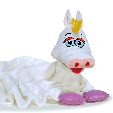 Jay@Play Cuddleuppets: 2-in-1 Plush Puppet & Blanket - White & Purple Unicorn