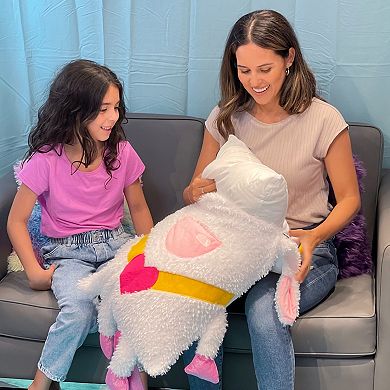 Jay@Play Shamzees: Plush Kids Eating Friend Pillow Cover - White & Purple Unicorn