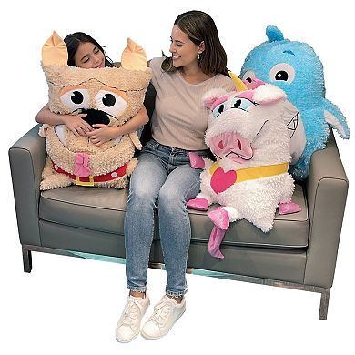 Jay@Play Shamzees: Plush Kids Eating Friend Pillow Cover - White & Purple Unicorn