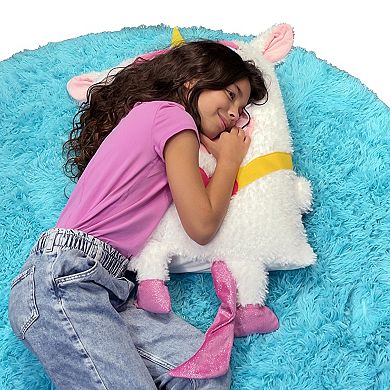 Jay@Play Shamzees: Plush Kids Eating Friend Pillow Cover - White & Purple Unicorn