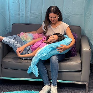 Jay@Play Shamzees: Plush Kids Eating Friend Pillow Cover - Blue Shark