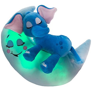 Jay@Play Happpy Nappers: Lullabrites Lights & Sounds Plush Moon Pet - Blue Elephant
