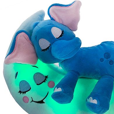 Jay@Play Happpy Nappers: Lullabrites Lights & Sounds Plush Moon Pet - Blue Elephant