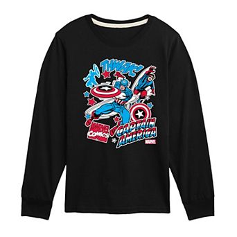 Boys 8-20 Marvel Captain America Stickers Long Sleeve Graphic Tee