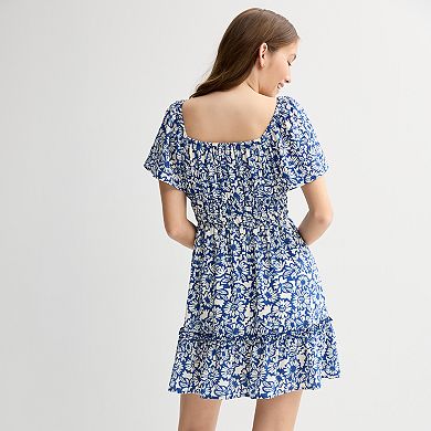 Juniors' Rewind Flutter Sleeve Short Dress