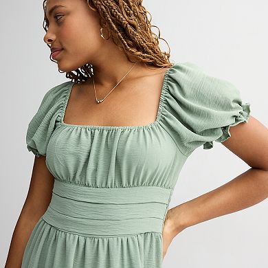 Juniors' Liberty Love Short Sleeve Tiered Mini Dress