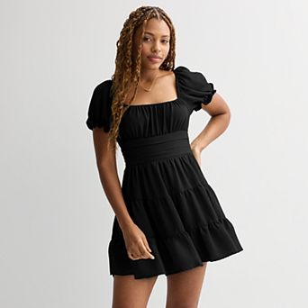 Juniors' Liberty Love Short Sleeve Tiered Mini Dress