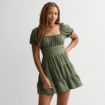 Juniors' Liberty Love Short Sleeve Tiered Mini Dress