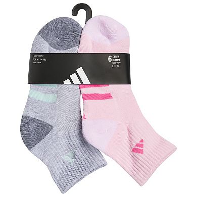 adidas Girls' Athletic Cushioned 6-Pack Quarter Socks