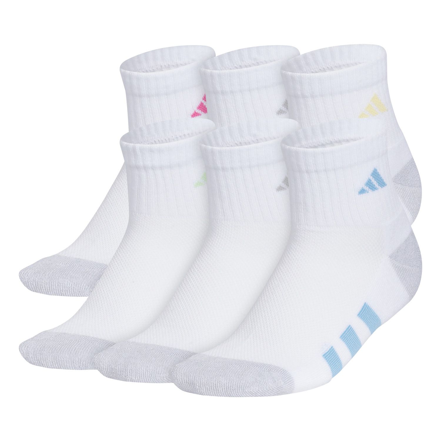 Носки для детей, укороченные, с амортизацией, 6 шт. — adidas, цвет: Белый розовый — фото 1