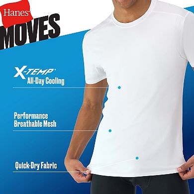 Men's Hanes 3-Pack Moves Ultimate Breathable Mesh Crewneck Undershirt with X-Temp